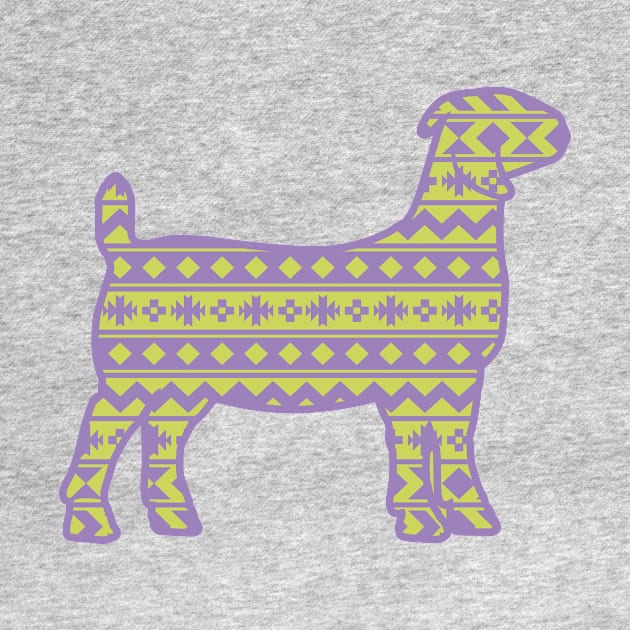 Boer Goat with Blue Green Southwest Aztec Pattern by SAMMO